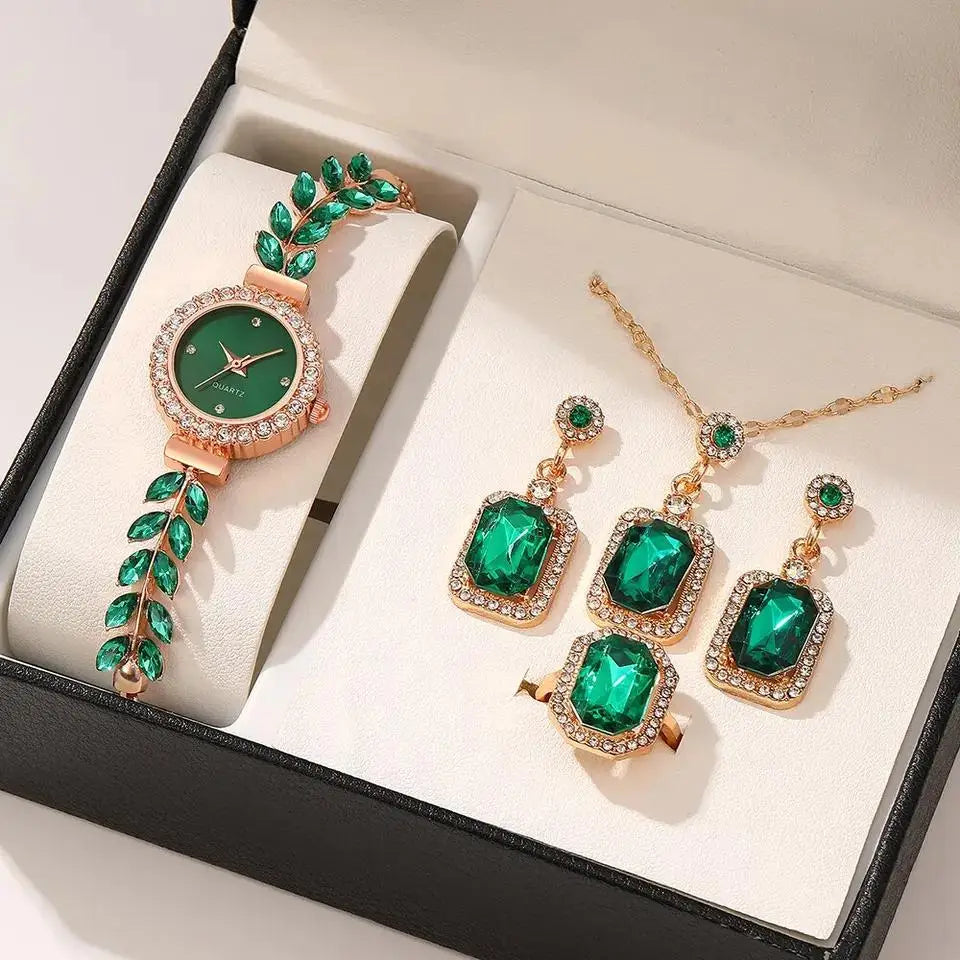 women's quartz watch jewellery set