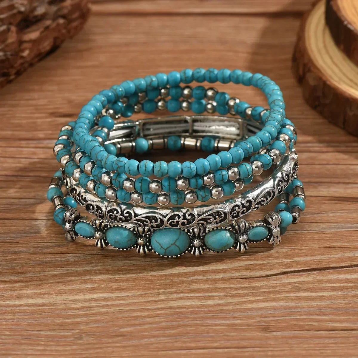 Ottilie | Bohemian Turquoise Beaded Bracelet Set