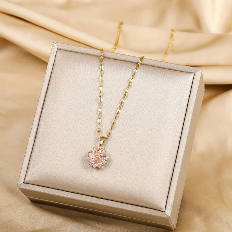 Sakura Rose Romantic Necklace in Silver