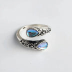 Paige | Adjustable Silver Blue Stone Ring
