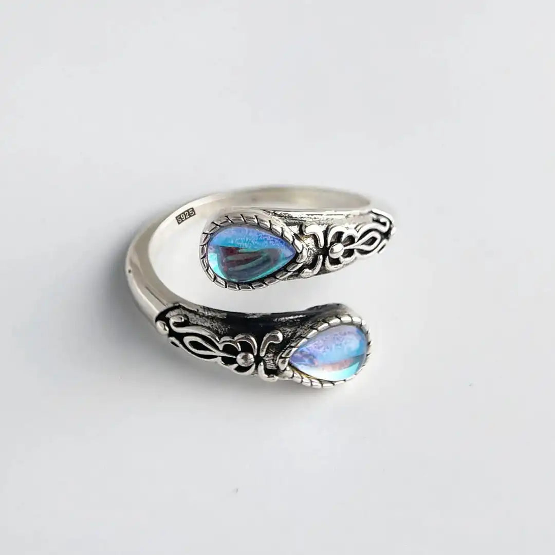 Paige | Adjustable Silver Blue Stone Ring