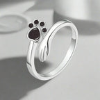 925 Sterling Silver Adjustable Ring with Hand and Paw Print
