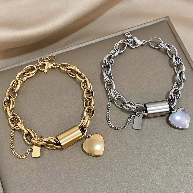 Estelle | Heart Charm Gold Bracelet