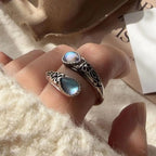 Paige | Adjustable Silver Blue Stone Ring