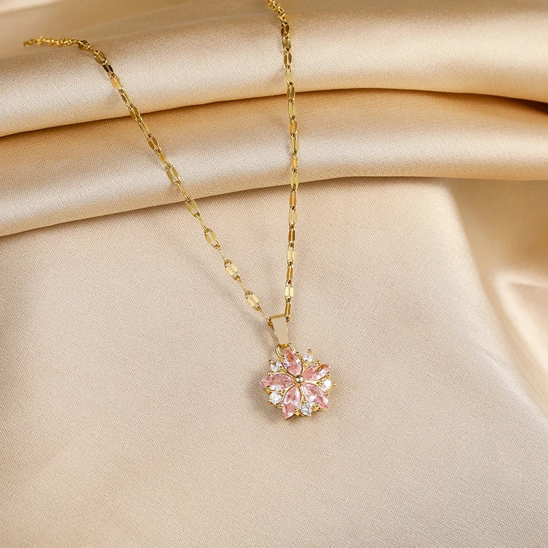 Sakura Rose Romantic Necklace in Silver
