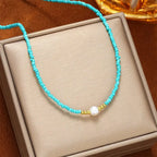 Kathryn | Turquoise Bead and Pearl Choker