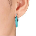 Lucinda | Silver Turquoise Hoop Earrings
