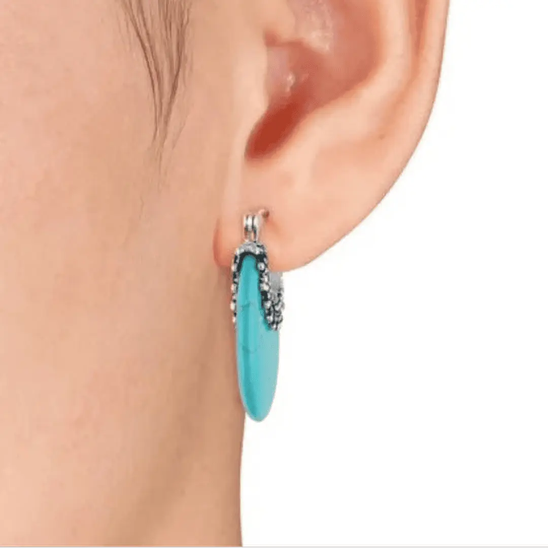 Lucinda | Silver Turquoise Hoop Earrings