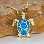 Bastienne | Green Fire Opal Turtle Necklace