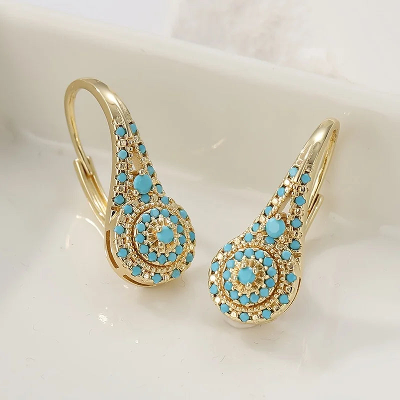 Seraphine | Turquoise Mosaic Teardrop Gold Earrings