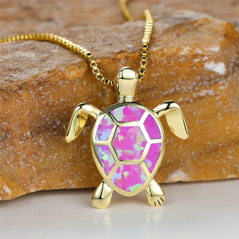 Talia | Opal Turtle Pendant Necklace