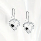 Silver Earrings with Heart and Paw Design