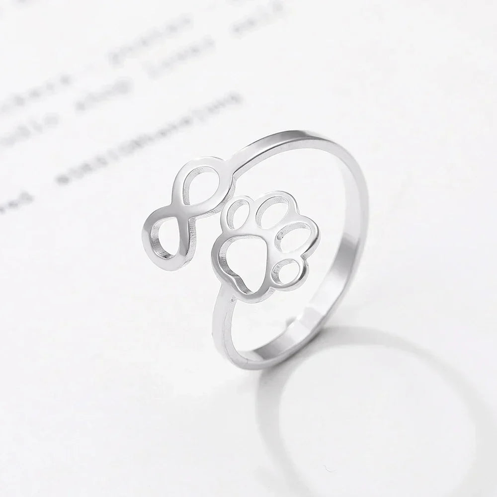 Adjustable Infinity Paw Ring