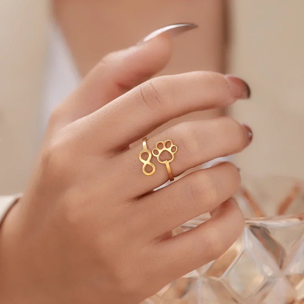 Adjustable Infinity Paw Ring