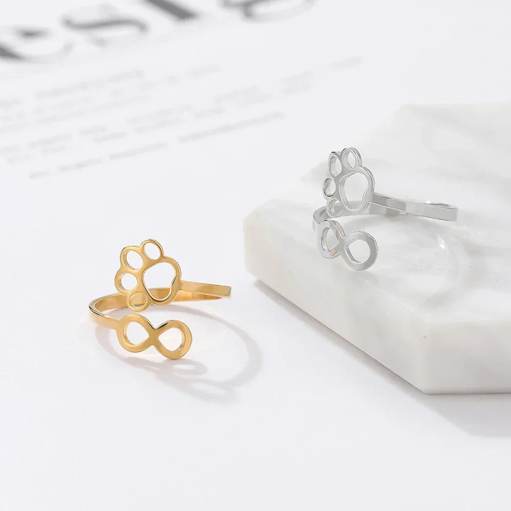 Adjustable Infinity Paw Ring