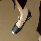 Daisy | Vintage Braided Pearl Strap Shoes