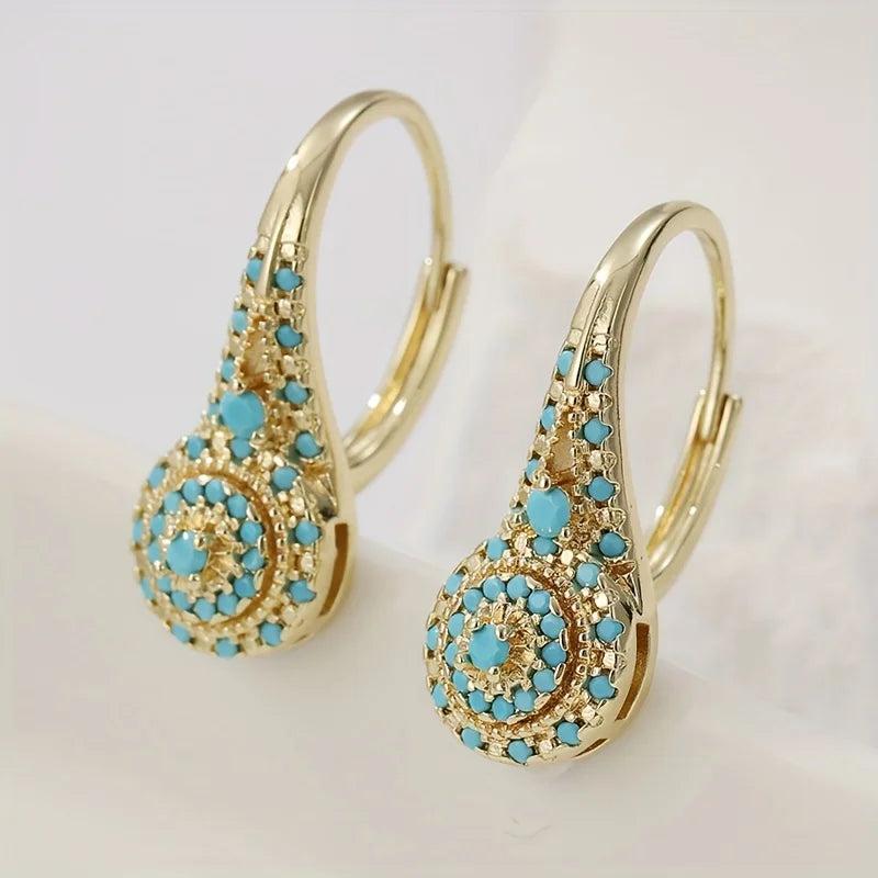 Seraphine | Turquoise Mosaic Teardrop Gold Earrings