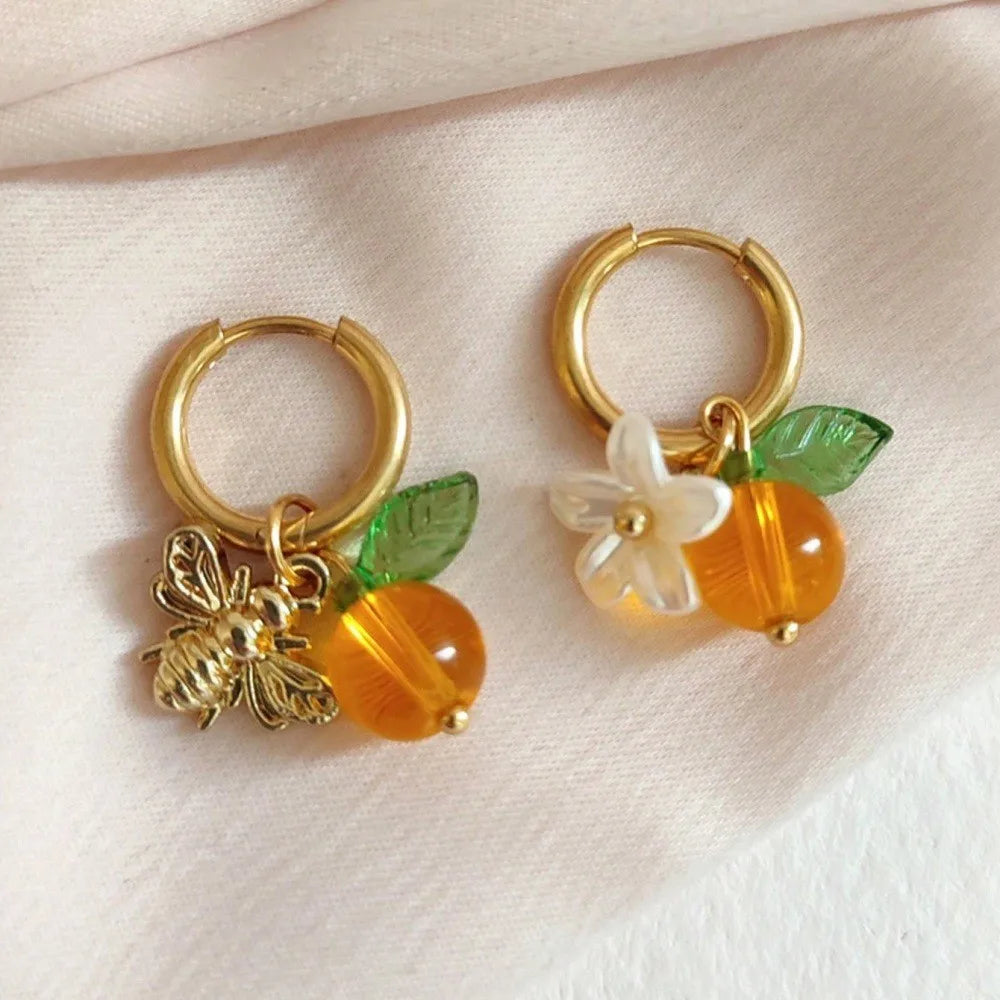 Orange Blossom Bee Earrings