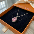 Rose Oval Crown Halo Necklace