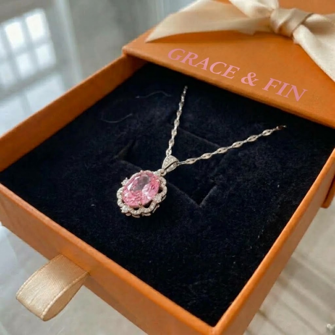 Rose Oval Crown Halo Necklace