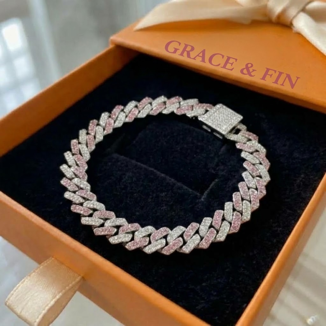 Pink Shimmer Cuban Bracelet