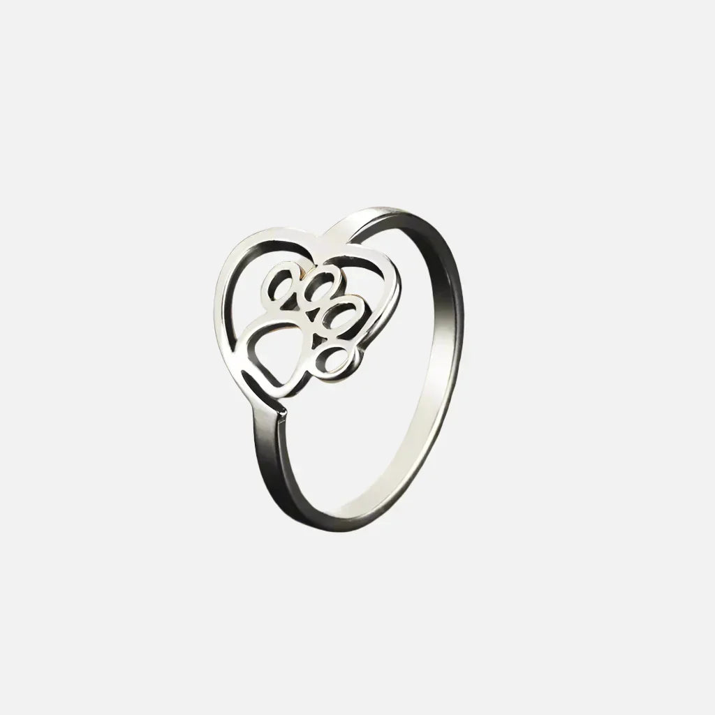 Gold Coloured Paw and Heart Ring