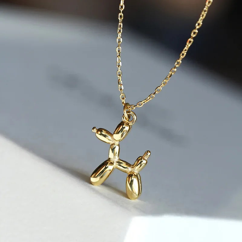 Gold-Coloured Balloon Dog Pendant Necklace