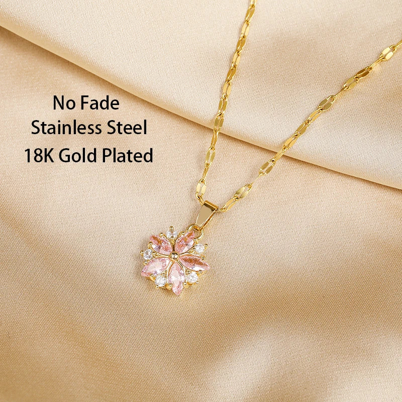Sakura Rose Romantic Necklace in Silver