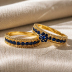 Flora | Blue Stacking Gold Ring Set