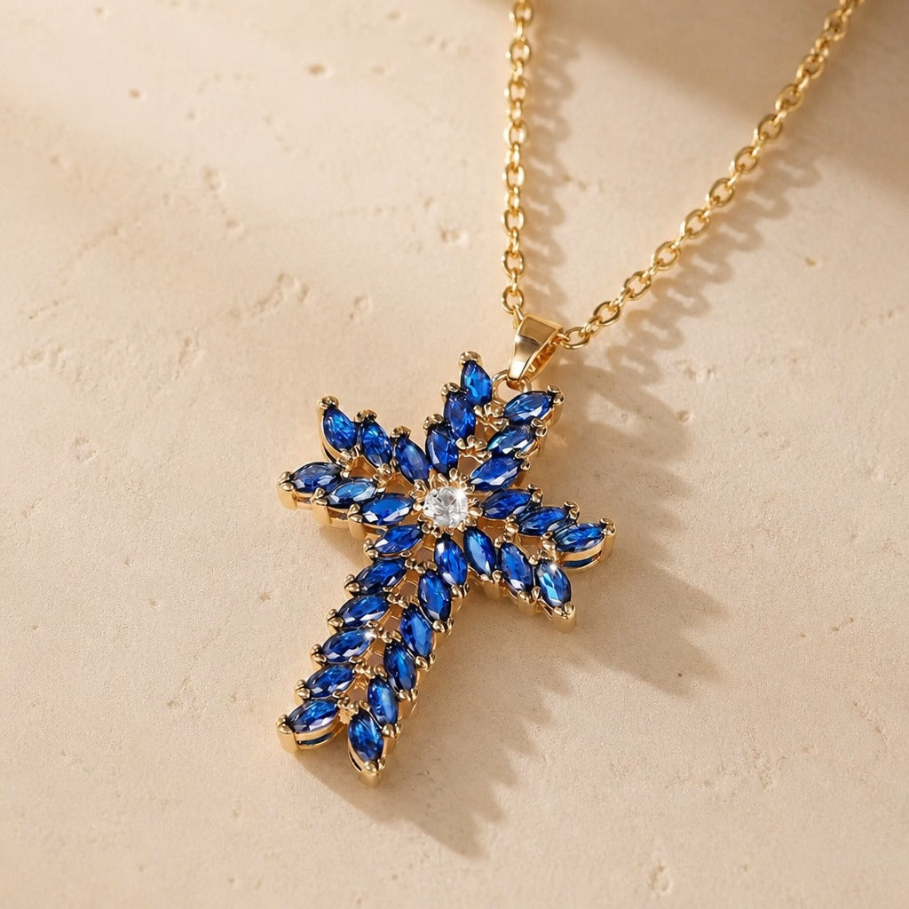 Bonnie | Blue Cross Pendant Necklace