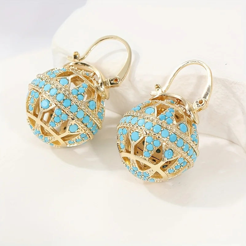 Halcyon | Turquoise Filigree Globe Drop Earrings