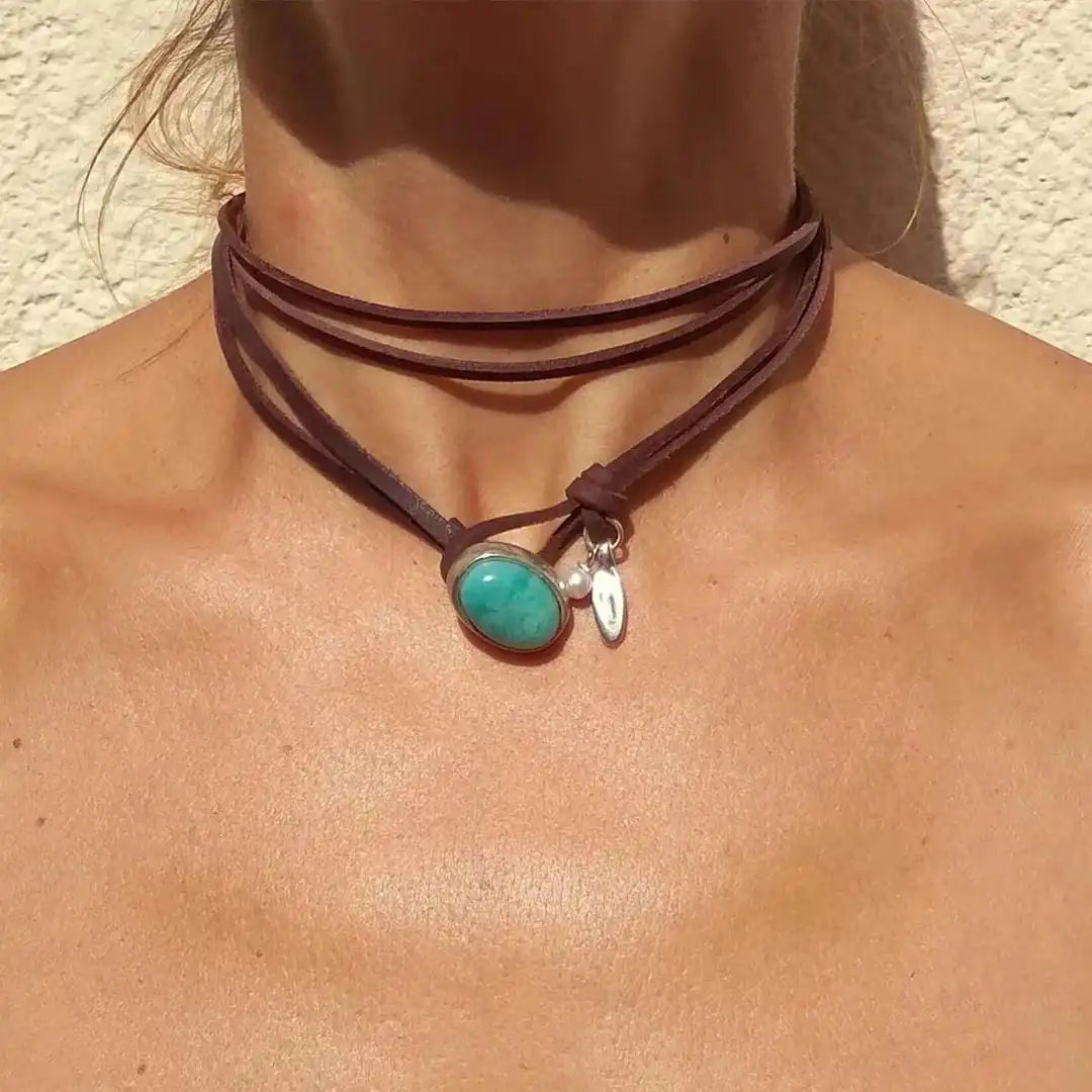 Lilian | Turquoise Cord Wrap Choker