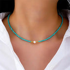 Kathryn | Turquoise Bead and Pearl Choker