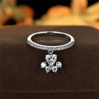 Vintage Cat Paw and Heart Stone Ring
