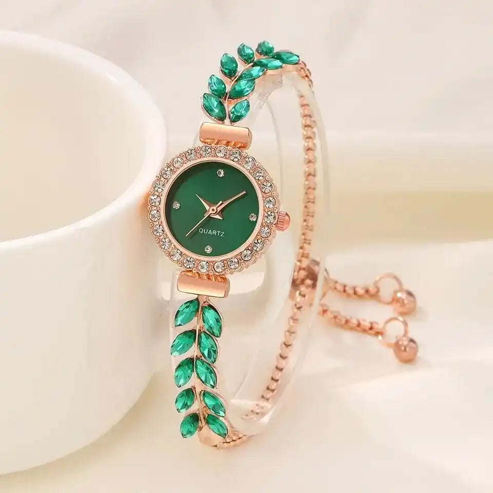 women's quartz watch jewellery set