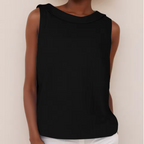 Honora | Casual Sleeveless Roll Collar Top