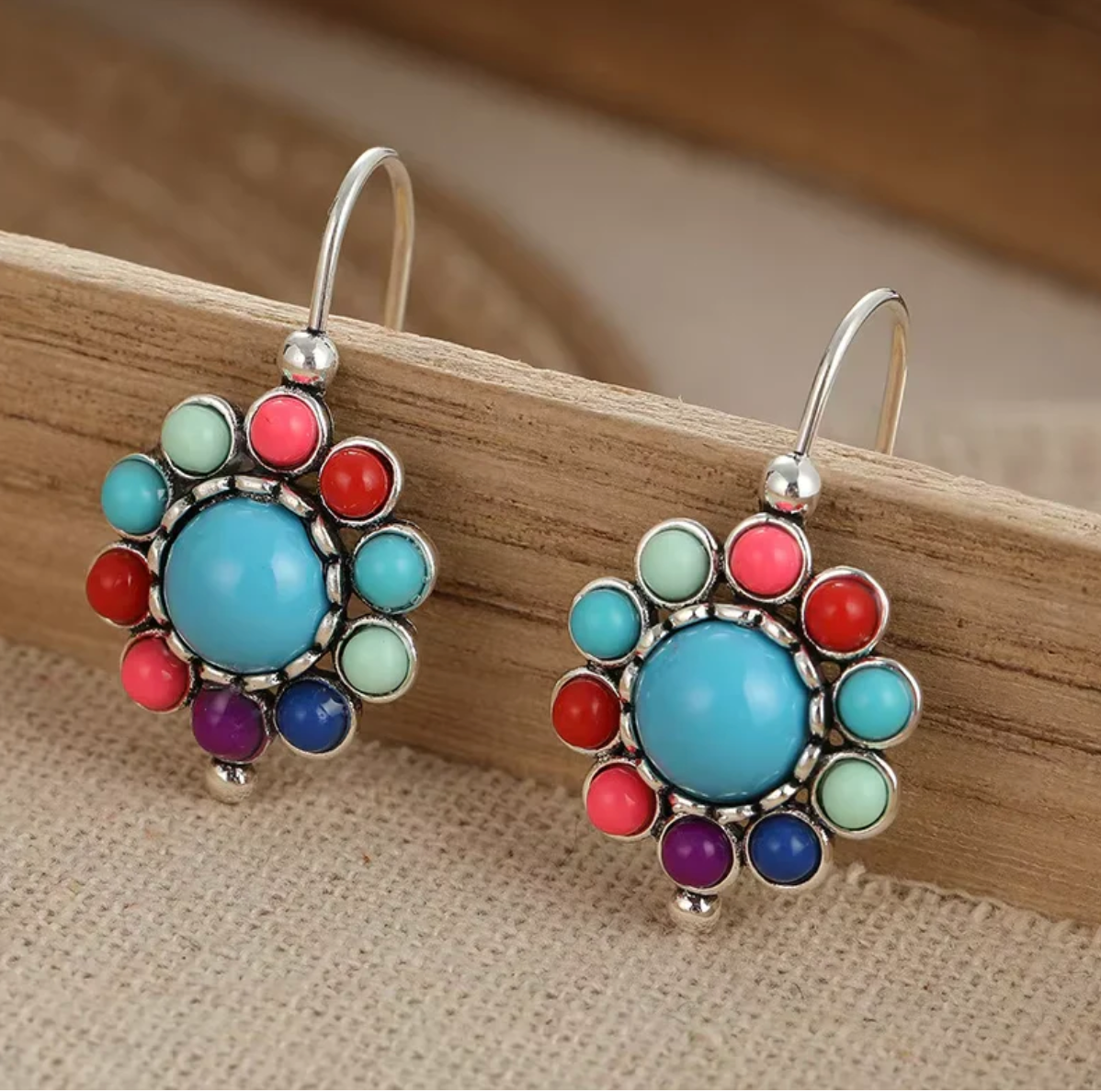 Wren | Vintage Turquoise Hoop Earrings