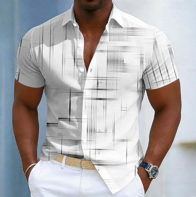 Charlie | Short Sleeve Button Geometric Shirt