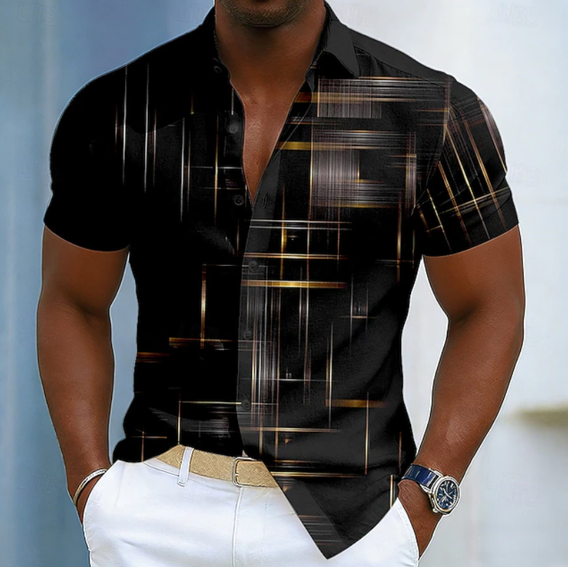 Charlie | Short Sleeve Button Geometric Shirt