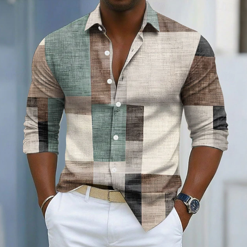 Ashton | Classic Color Block Patchwork Shirt