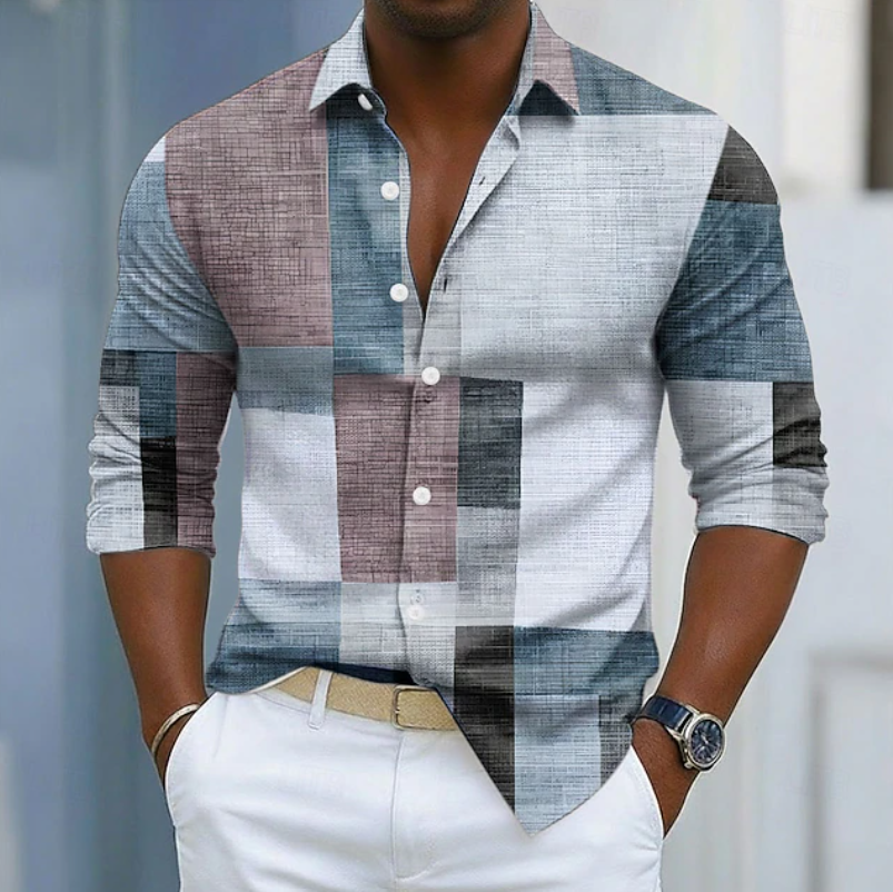 Ashton | Classic Color Block Patchwork Shirt