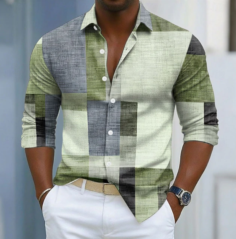 Ashton | Classic Color Block Patchwork Shirt