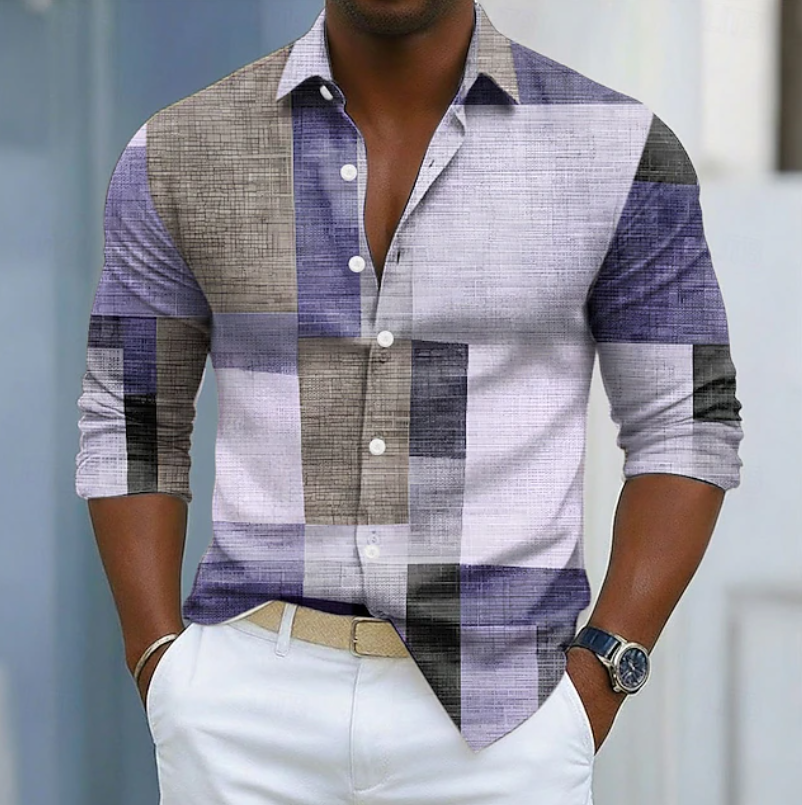 Ashton | Classic Color Block Patchwork Shirt