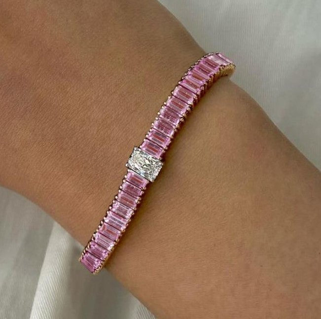 Delphine | Pink Sapphire Tennis Bracelet