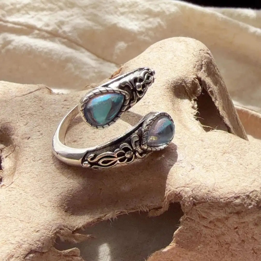 Paige | Adjustable Silver Blue Stone Ring