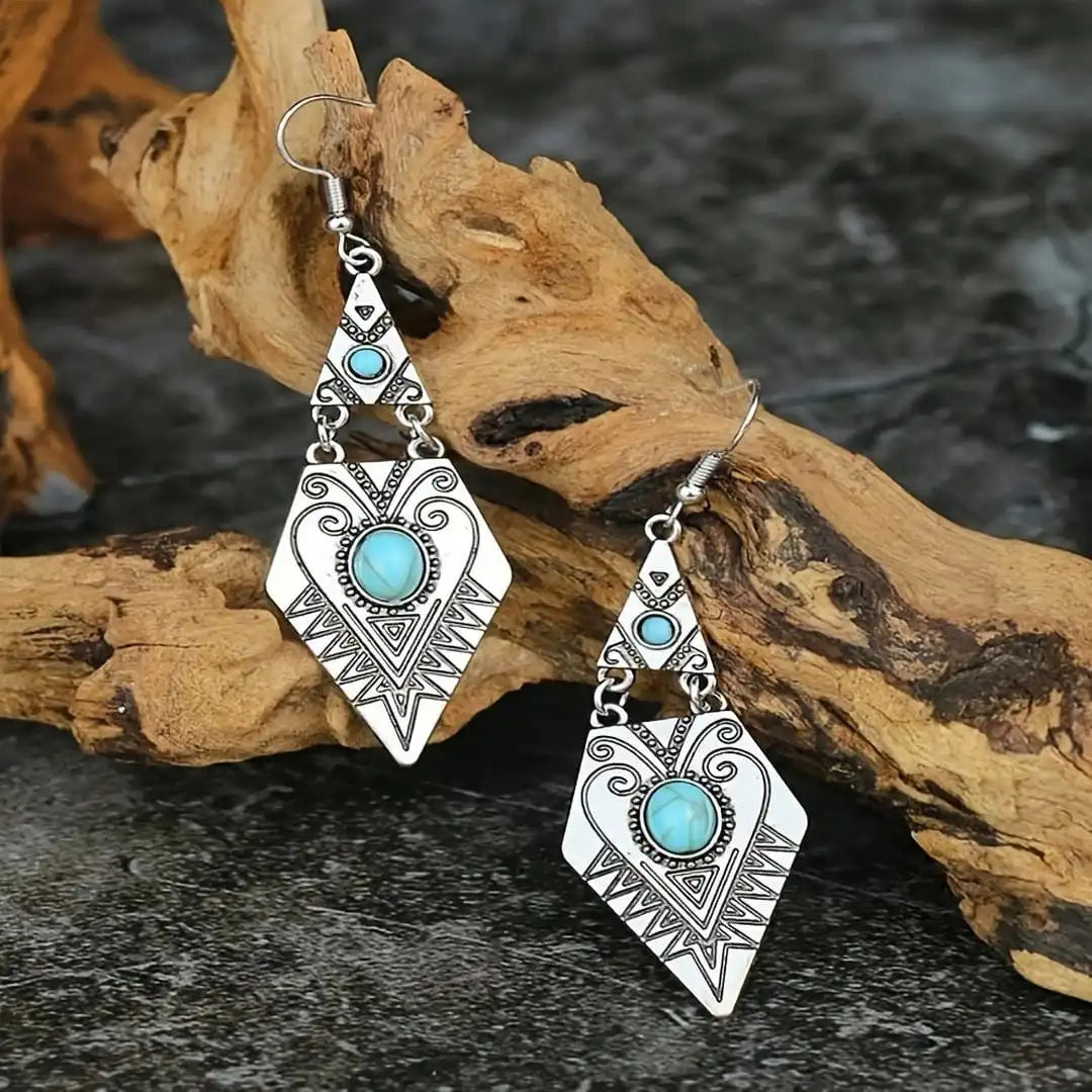 Lydia | Turquoise Rhombus Drop Earrings