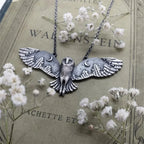 Vintage Owl and Moon Necklace
