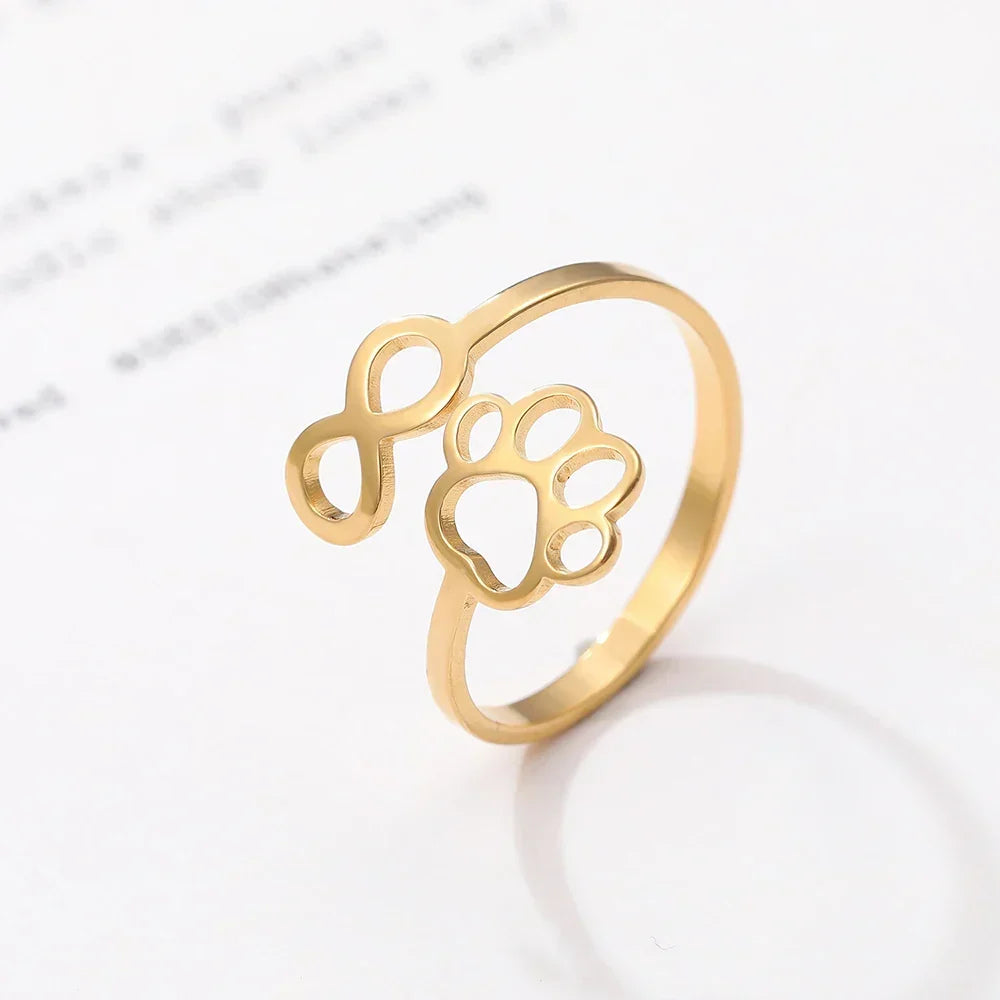Adjustable Infinity Paw Ring