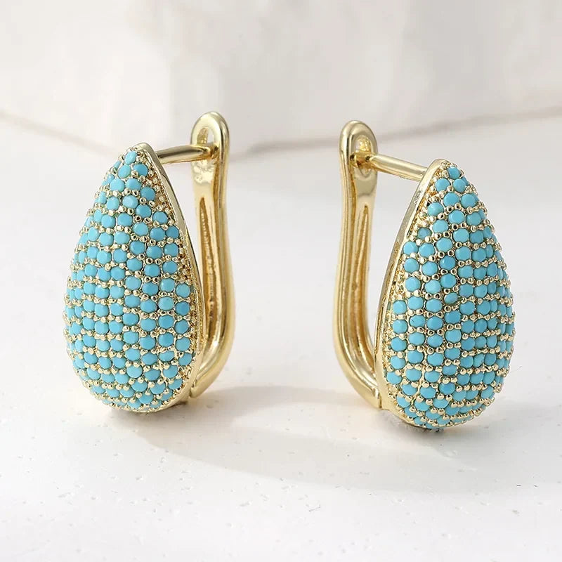 Noor | Turquoise Pave Teardrop Earrings
