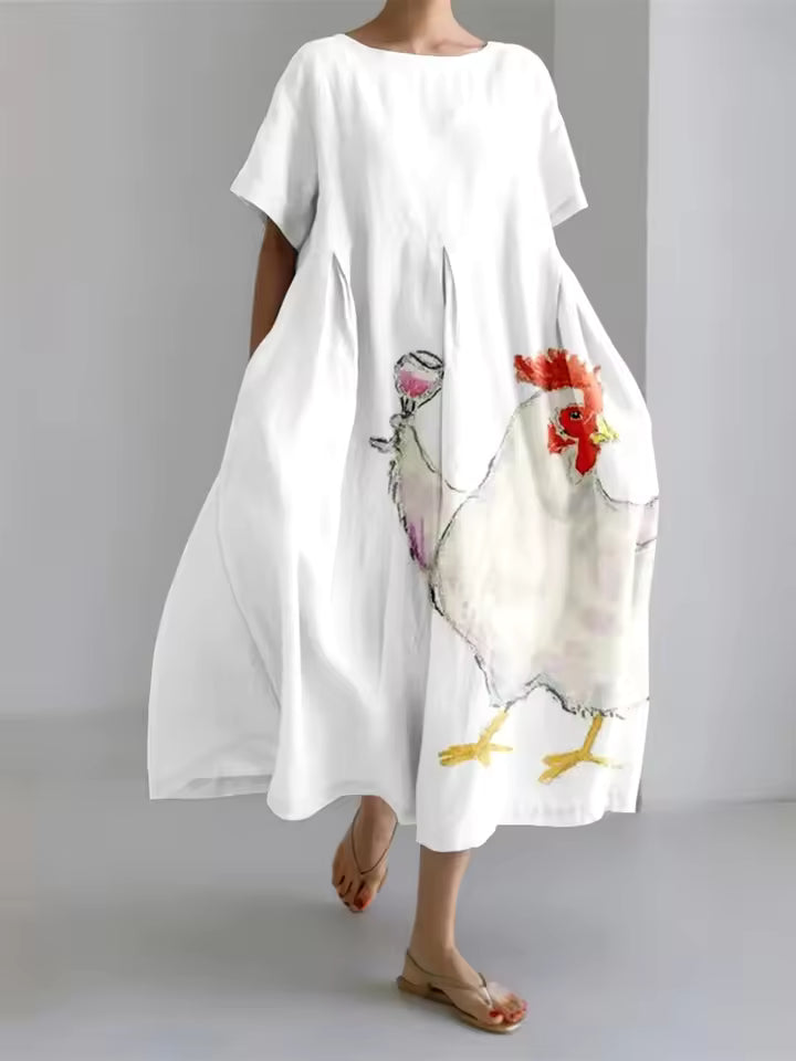Fenella | Elegant Loose Round Neck Dress